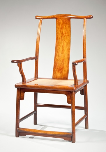Huanghuali yoke back armchair with a backward sloping yoke. China, Late Ming dynasty, 16th century.