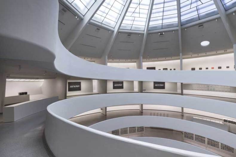 Installation view: 'On Kawara—Silence', Solomon R. Guggenheim Museum, New York, 6 February to 3 May, 2015.