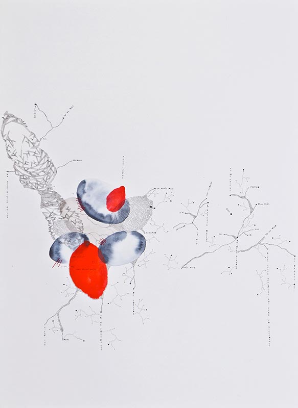 from the series 'Loose Notes of Sorrow' (2015), Alison Bignon, rotting ink, print, watercolour