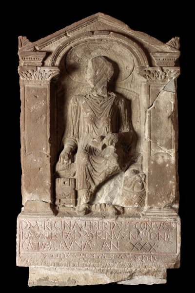 Tombstone of Regina. Roman, Arbeia Roman Fort, South Shields, Tyne and Wear, England, UK.