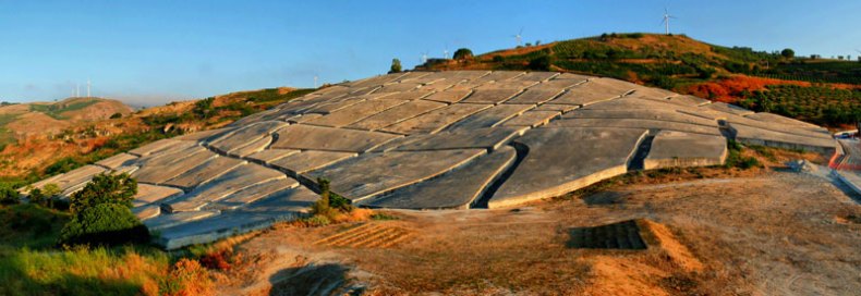 Alberto Burri's 'Il Grande Cretto', made between 1984-89 in the old Italian city of Gibellina which was devastated by an earthquake in 1968.