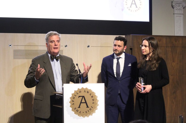 Roger Michel, director of the Institute for Digital Archeology, collects the Apollo Award for Digital Innovation of the Year