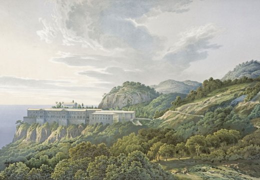 Perspective of the Palace Complex in its Landscape Setting, Viewed from Inland