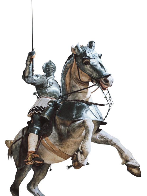 Armour for man and horse (c. 1520), with modern costume, Nuremberg, Germany. Art Institute of Chicago