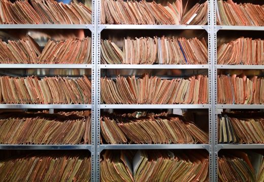 The records of the Stasi, former East German secret police, are stored at the Stasi Museum, in Berlin. (Photo: 21 February, 2017).