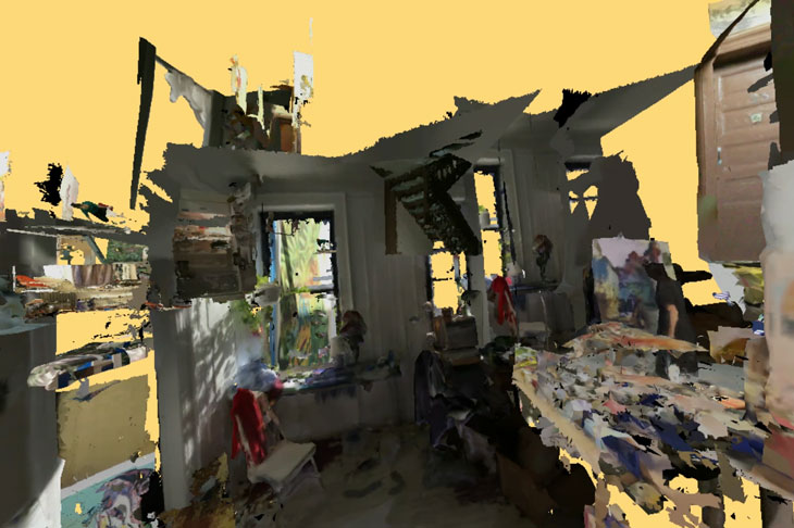 I Came And Went As A Ghost Hand (Cycle 2) (2015), Rachel Rossin. Installation view, Zieher Smith & Horton, 2015.