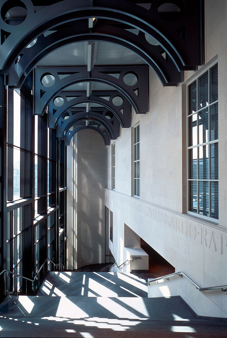 Interior view of the Sainsbury Wing at the National Gallery in London.