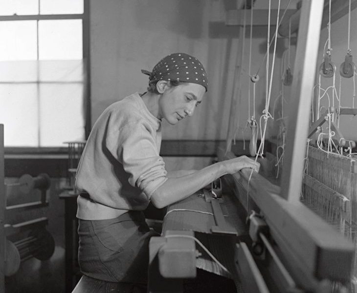 Anni Albers photographed at her weaving studio at Black Mountain College in 1937 by Helen M. Post. Courtesy the Western Regional Archives, State Archives of North Carolina