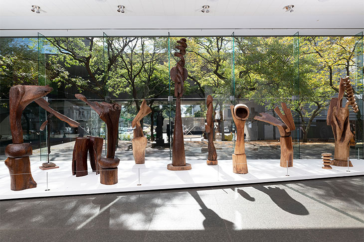 Installation view of work from 2017 by Thaddeus Mosley at the 57th Carnegie International.
