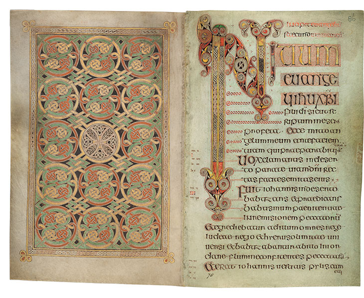 The Book of Durrow (ff. 85v–86r), c. 700, probably Durrow, Co. Offaly, or Iona, vellum, 24.5 × 14.5cm. Trinity College Dublin
