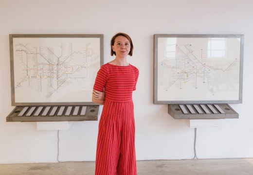 Bertille Bak below in front of her works at the Mario Merz Prize finalist group exhibition
