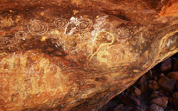 Rock art at Uluru, photographed in 2017.