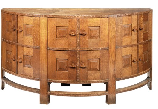 Demi-lune sideboard (c. 1902–05), Ernest Gimson. Marchmont House, Duns.