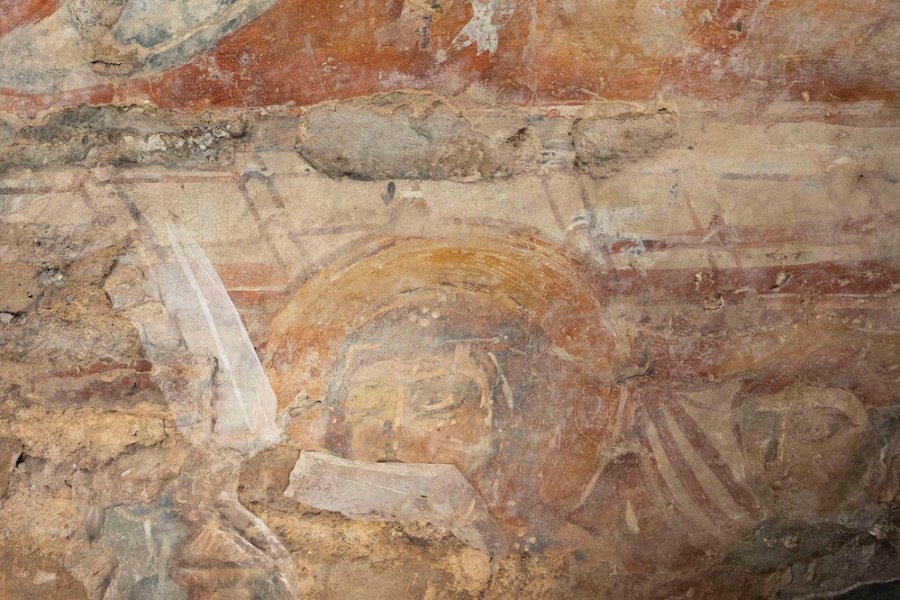 Fresco (mid ninth century) showing a scene from the life of the Virgin Mary. Santa Maria Assunta, Torcello