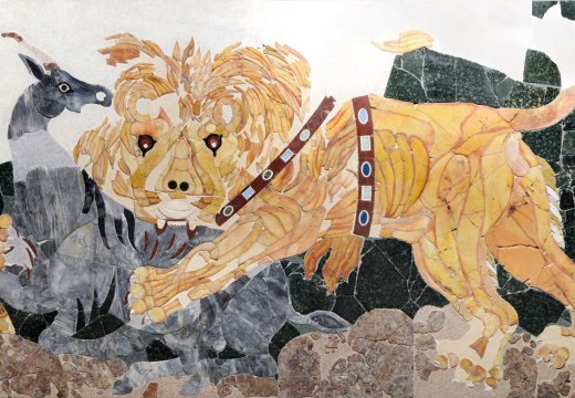 Wall panel in opus sectile (c. 394), from a Roman house outside the Porta Marina, Ostia. Museo dell’Alto Medioevo, Rome