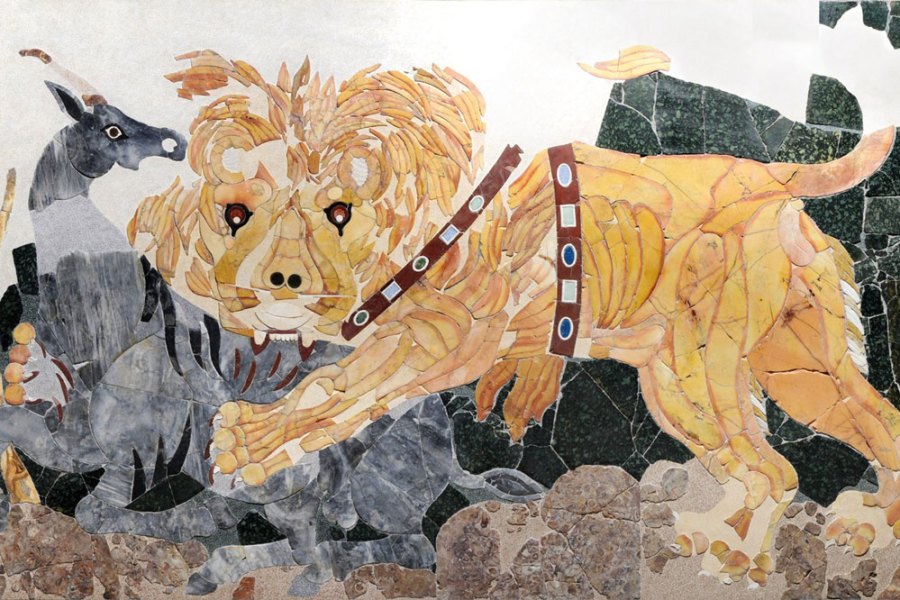 Wall panel in opus sectile (c. 394), from a Roman house outside the Porta Marina, Ostia. Museo dell’Alto Medioevo, Rome
