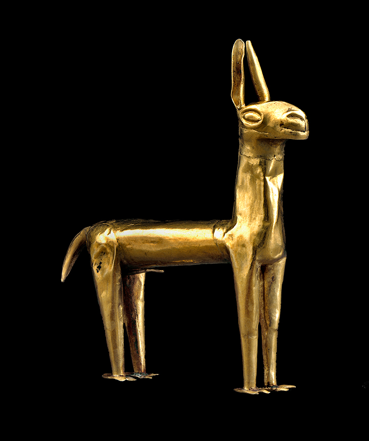 Miniature gold figure of a llama (c. 1500), Inca, Peru.