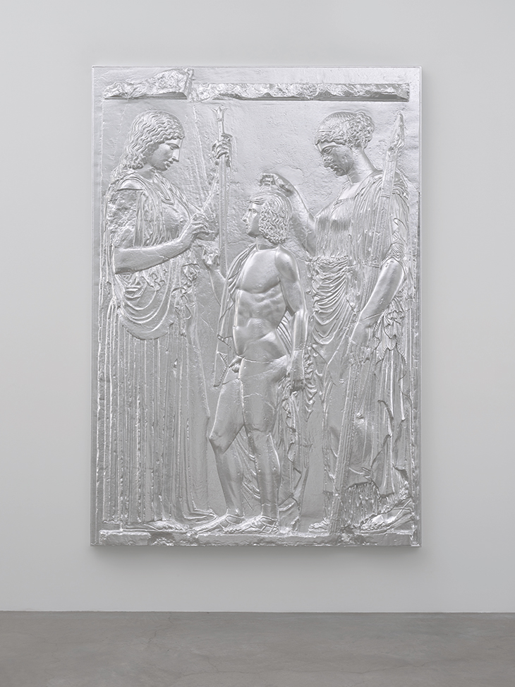 A copy of ten marble fragments of the Great Eleusinian Relief (2017), Charles Ray. Collection of Joshua and Filipa Fink, New York.