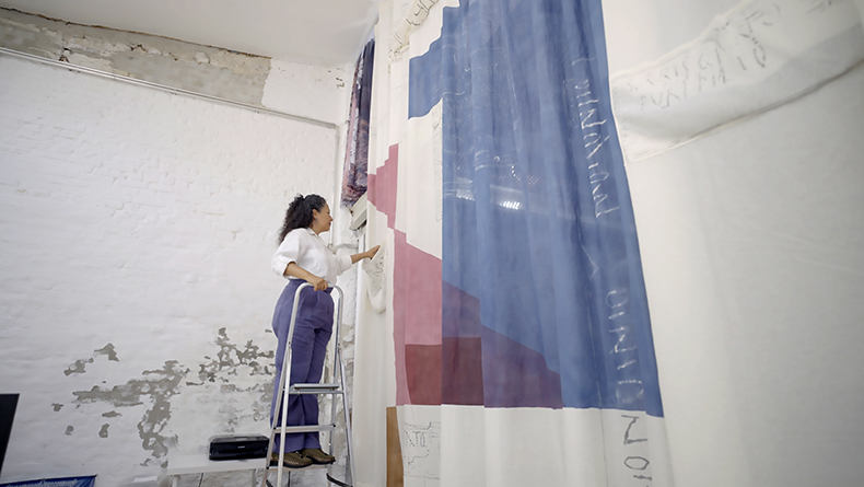 Mariana Castillo Deball at work in her studio